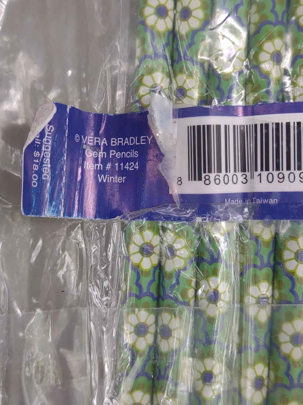 Vera Bradley Gem Patterned Pencils, Pack Of 20 Winter Collection